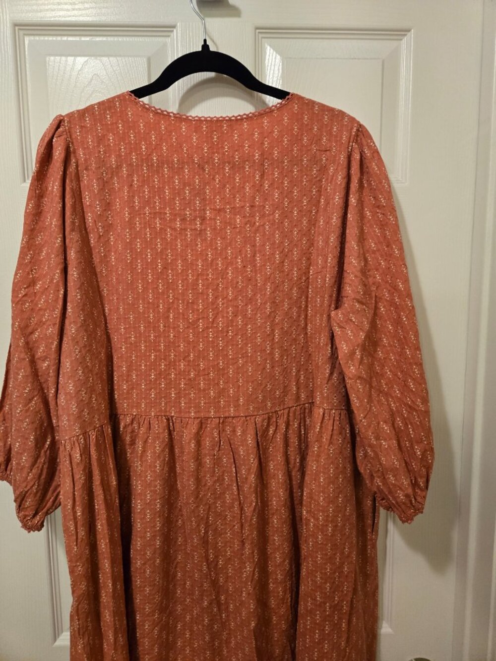 Rust Tie-Front Maxi Dress with Long Sleeves - Picture 12 of 13